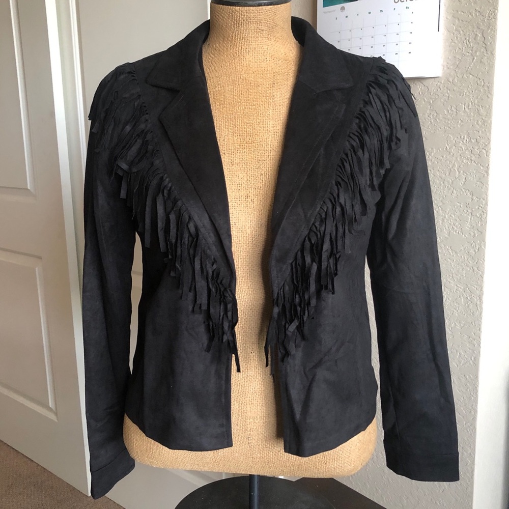 Faux Suede Fringe Jacket